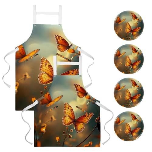 Tablier de cuisine avec 4 broches amovibles pour restaurant et nettoyage