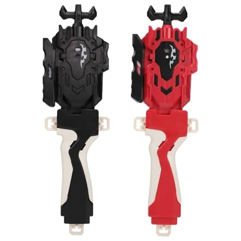 2 Pack String Launchers and Grips, Battling Burst Launcher, Left/Right Spin, Only Compatible with Burst, Two Launch Modes Gyros(Black+Red) Cover