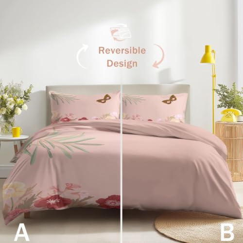 Drap housse papillon et housse de couette fraîcheur botanique