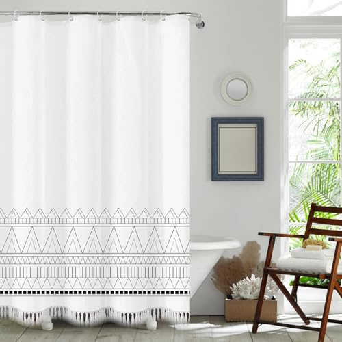 Rideau de douche en tissu polyester de qualité supérieure style chic blanc - 7