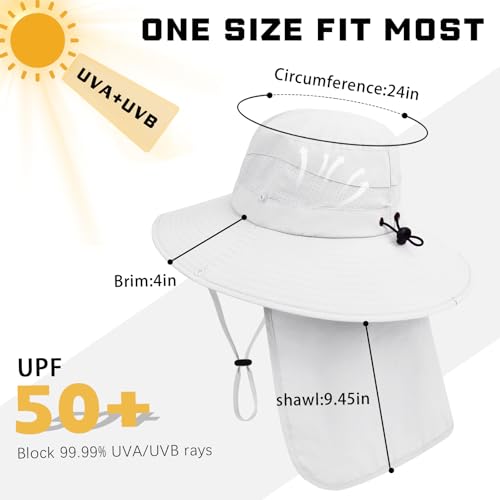 Image of Sun Hats for Men Women, UPF50+ Protection Safari Hat,Wide Brim Fishing Hat with Neck Flap,Bucket Hats for Beach Hiking