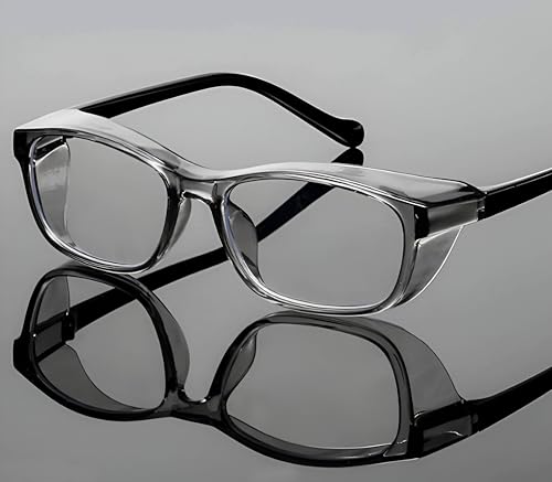 Image of Safety Goggles for Motorcycle Riding, Clear Lens Multi-Purpose Protective Eyewear, Polycarbonate, Rectangular, Universal Fit, Laboratory and Woodworking