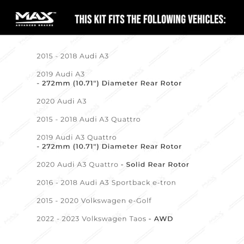 Image of Max Advanced Brakes StyleMAX+ Rear Brake Kit | Fits 2015-2020 Audi A3 | Brake & Rotor Kit for Daily Performance | Cross-Drilled Rotors & Ceramic Brake Pads