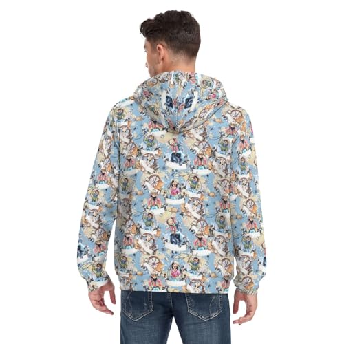 Red Shrimps Men's Quilted Lined Flannel Jacket with Hood Full-Zip Fleece Hoodie2