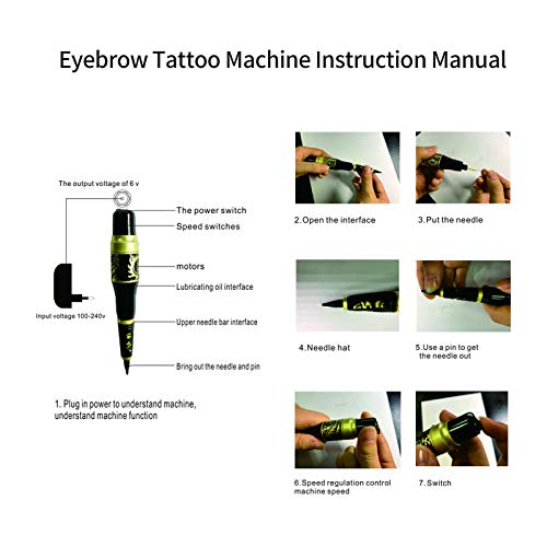 Videopup Tattoo Pen Make Up Kit, Makeup Pen Eyebrow Tattoo Pen Make Up Kit Cosmetic Machine With 50 Needles 50 Tips K04 #TOP5