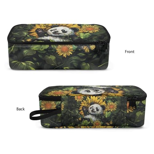 Image of Cute Panda Kids Pencil Pouch Large Capacity,Sunflower Pencil Case for Girls Boys Adorable Pencil Bag for Preschool Children Personalized Pencil Box for Students Teens School Supplies