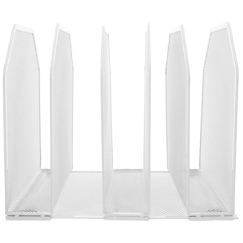Organiseur de dossiers en métal blanc à 5 sections réglables pour bureau