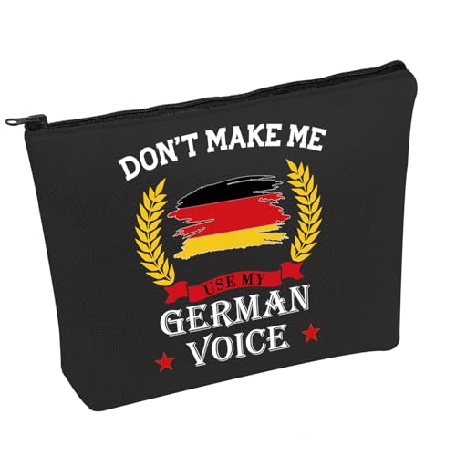 PWHAOO Germany Flag Makeup Bag Don’t Make Me Use My German Voice Cosmetic Bag German Lover Gift (German Voice B)