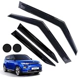 Rain Guards for Kia Soul 2020-2023, Tape-on Side Window Deflectors for Kia Soul, Window Visors for Kia Cars, for Kia Car Accessories 4 Rain Guards ＆ 2 Car Coasters