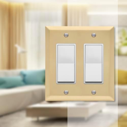 Amerelle 163RRSB Century Wall plate, 2 Rocker, Metal, Satin Brass, 1-Pack image 4
