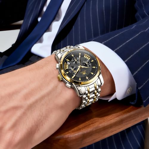 Image of OLEVS Watch for Men Original Chronograph Analog Quartz Waterproof Watch Luxury Premium Businesse Diamond Mens Dress Watches