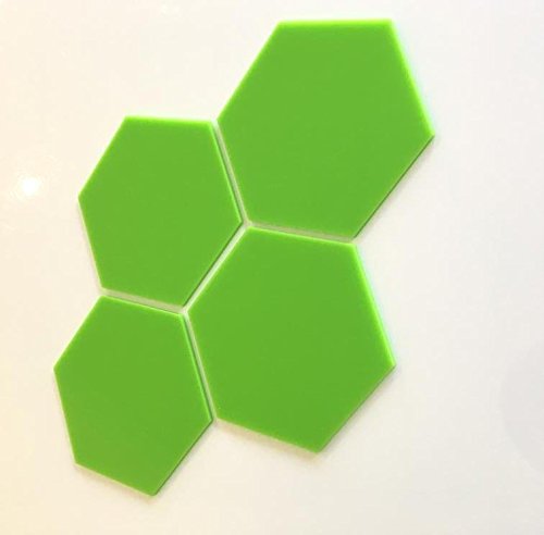 Super Cool Creations Hexagon Tiles, Lime Green - Pack of Ten - 10cm x 11.5cm
