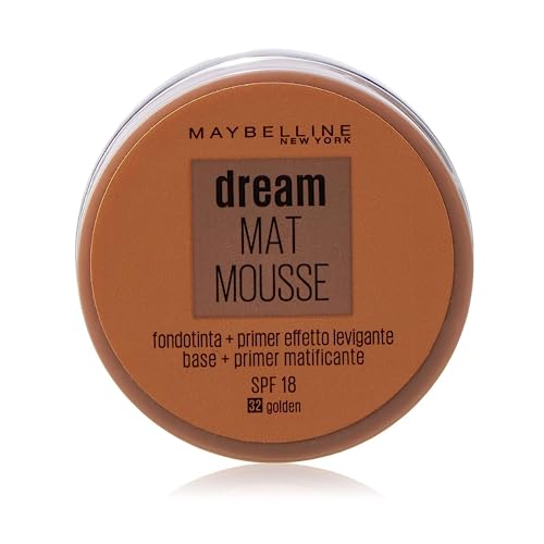 Maybelline New York - Dream Mat Mousse, Base de Maquillaje en Mousse, Tono 32 Dorado