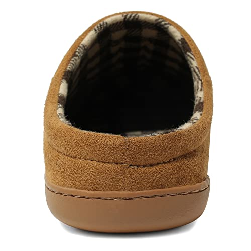 Image of NewDenBer Men's Warm Memory Foam Suede Plush Fleece Lined Slip on Indoor Outdoor Clog House Slippers