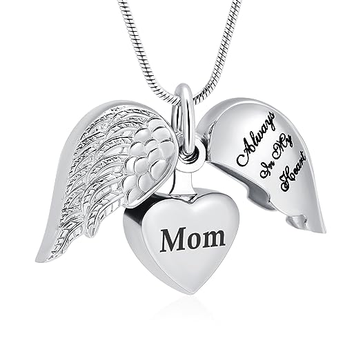 Collier urne avec aile d'ange pour garder les cendres près du cœur