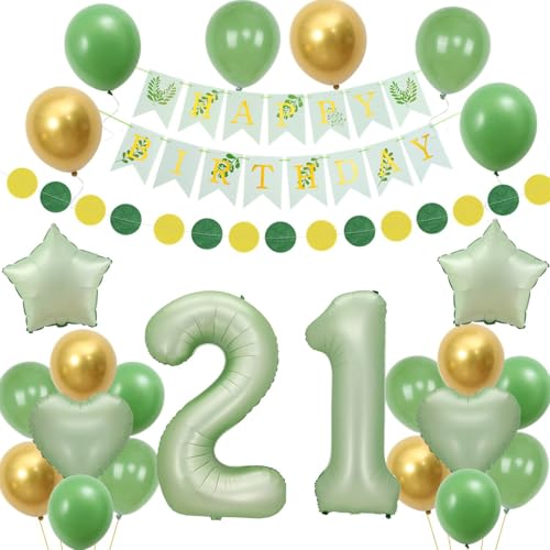 balões 21 aniversário mulher decoração aniversário 21 anos mulher balão verde ouro decoração 21 aniversário mulher balão 21 anos mulher aniversário Happy Birthday banner grinalda para 21 aniversário