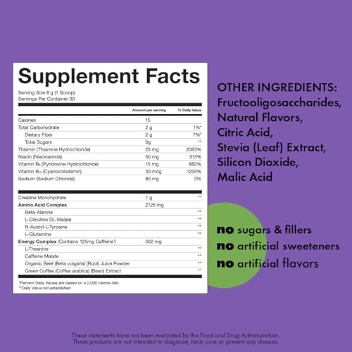 Image of Kick Pre Workout Powder, Grapefruit Flavor, 30 Servings, L Theanine, Amino Acids, L Glutamine, and Caffeine to Support Energy & Fitness Performance, No Sugar, No Artificial Sweeteners or Flavors