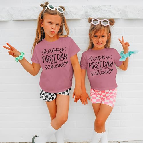 Image of Girls Boys Happy First Day of School Shirts Kid Back to School T-Shirt Kindergarten 1st 2nd Grade Outfits Tees Tops
