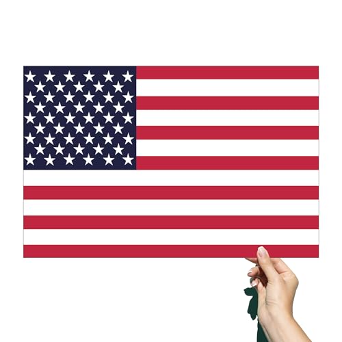 Image of American Flag Vinyl Sticker - Waterproof & UV-Coated 16″x10″ Decal for Car, Wall, Window & Luggage - USA Patriotic Flag Decal