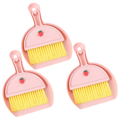 CHICAMPERA 3セット ミニほうき ちりとり 卓上用 コンパクト掃除ブラシ キーボードやデスク周りの細部清掃に 耐久性高く収納便利な小型クリー