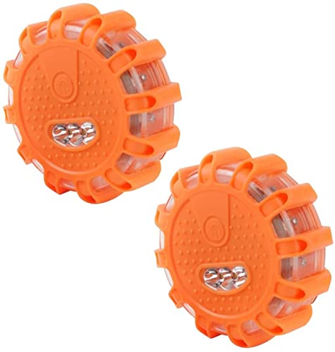 JQAM Paquete de 2 balizas LED de disco de emergencia con bengalas de carretera con 9 modos de flash,bengalas de advertencia intermitentes en carretera con base magnética y cable USB for coche,camión,b Cover