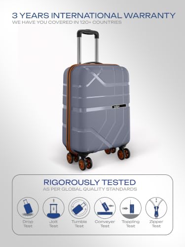 Image of Safari Broadway 8 Wheels 55cm Cabin Size Trolley Bag, Hard Case Polypropylene, 360 Degree Wheeling Carry-on Luggage for Men & Women, Suitcase for Travel, Trolley Bags for Travel, Flintstone