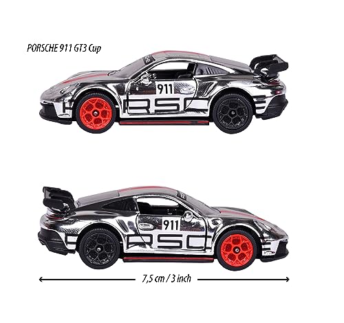 Image of Majorette Porsche 911 GT3 Cup (992) Die-Cast Model Car, Metal Body with Rubber Tyres, Silver