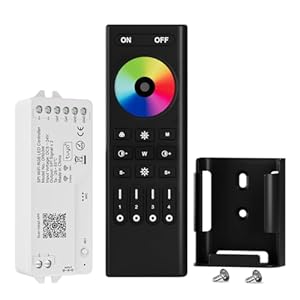 BTF-LIGHTING Contrôleur LED 2.4G WiFi SPI RGB DR03W et Télécommande RF RC03RFB Kit Supporte Contrôle APP Tuya/Smart Life Contrôle Vocal Tiers pour WS2811 WS2812B WS2813 WS2815 etc. Bandes LED RGB