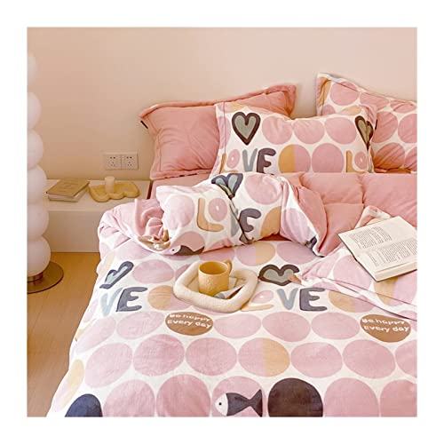 Funda nórdica Queen Funda de edredón de Terciopelo de Doble Cara Funda de Cama de Terciopelo Coral Decoración de Dormitorio Juego de 4 Piezas de Terciopelo de Vaca (Color: B-2, Tamaño: Sábana de 2,0