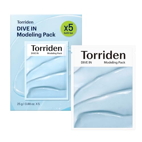 Torriden DIVE IN Modeling Mask (pack of 5) | Intensive Hydration and Cooling | 5D Hyaluronic Acid Complex Glucose & Algin Kaolin