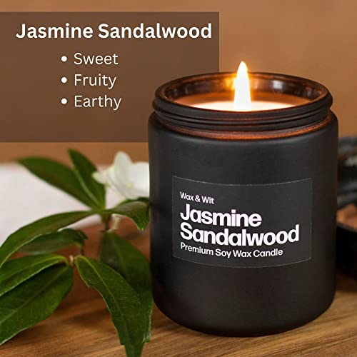 Candles For Men, Sandalwood Candles, Jasmine Candle, Soy Scented Candles For Home Scented, Black Candles, Mens Candle For Home, Man Candles, Masculine Candle, Aromatherapy Non Toxic Candles – 9Oz #TOP2