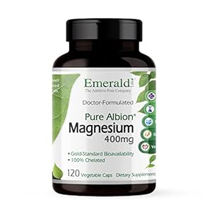 Emerald Labs Pure Albion Magnesium 400 mg – Dietary Supplement with Gold Standard Bioavailability Supporting Bone Strength – 120 Vegetable Capsules