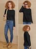 ATHMILE Womens Fall Fashion 2026 Cute Spring Tops Casual O Neck Fitted Fashion Shirts Ladies Clothes Fashion Outfits Black #1