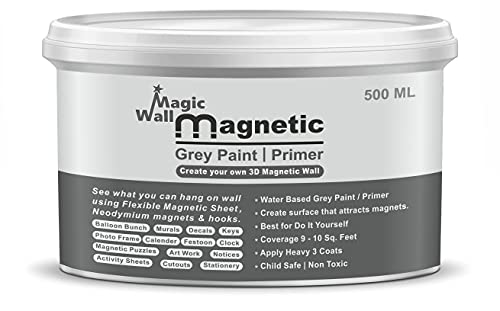 Image of Magnetic Paint /Primer | Paint that attracts magnets | 500 ML (Coverage 9 Sq. Ft. with 3 Coats) | Color (Dark Grey)