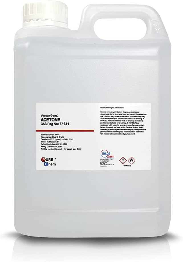 Pure Acetone Acrylic Nail Remover Nail Polish Remover 99.8 (2L Jerry Container) Clear