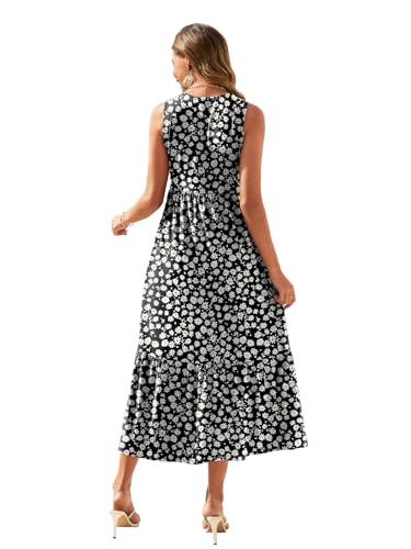 Gracyoga Women's Summer Maxi Dress 2025 Casual Sleeveless Crewneck Aline Flowy Tiered Long Beach Dresses with Pockets4