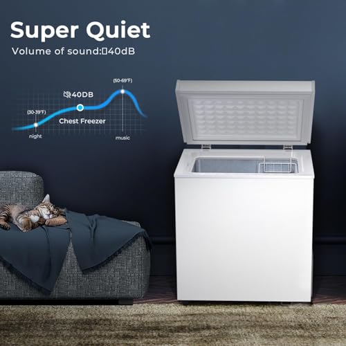Image of Electactic Chest Freezer 2.0 Cubic Feet Deep Freezer with 2 Removable Baskets, Free Standing Top open Door Compact Freezer, Adjustable Temperature for Home Dorm, Bar, Basement, Kitchen