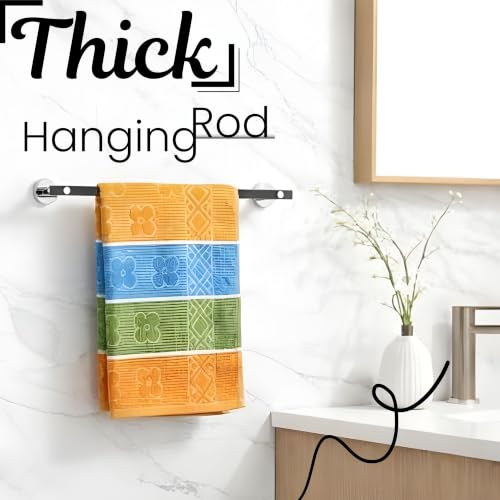 Image of GLOXY Premium Combo Pack of 2 Towel Rod for Bathroom - 24 Inch Wall Mount Rust Proof Stainless Steel Black Matte Finish Bathroom Rod for Clothes - Bathroom Fittings Accessory for Home & Hotels