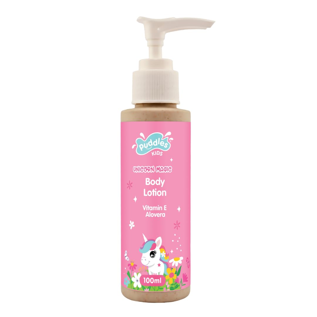 Puddles Kids Unicorn Magic Lotion (100 ML) | Non-Sticky & Fast-Absorbing | For Dry, Oily & Sensitive Skin | Aloe Vera, Vitamin E, Vanilla & Honeysuckle | Hydrates, Soothes & Nourishes-image-14