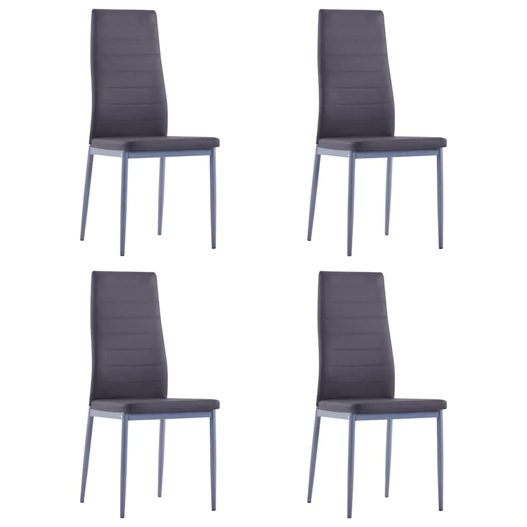 5-TLG. Essgruppe Grau mit gehärtetem Glas Tisch und 4 Kunstleder Stühlen, modernes Esszimmer Set, kompakt, platzsparend, ideal für Küche, Wohnzimmer, Familie, stilvolle Sitzgruppe