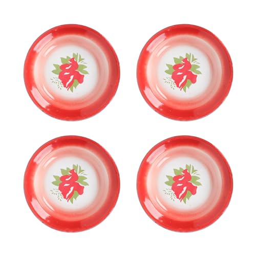 GALPADA Platos Esmaltados Vintage 4 Piezas 14 CM Platos Llanos para Servir Frutas y Pasteles Utensilios de Camping Resistentes y Prácticos para Restaurante Picnic y Uso Diario