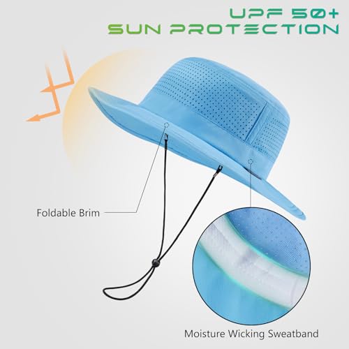 Image of UPF 50+ Bucket Sun Hat with Laser Perforated Mesh Cooling Adjustable Breathable Lightweight for Outdoor Men Women