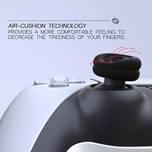 PlayVital ps5やps4コントローラーに対応用ジョイスティックキャップクッションバージョン、Xbox Series X/Sに対応用サムスティックグリップカバー、Xbox OneやElite Series 2コントローラーに対応用サムスティックグリップキャップ、Switch Proコンに対応用ジョイスティックキャップ-Circle Design【ブラック】