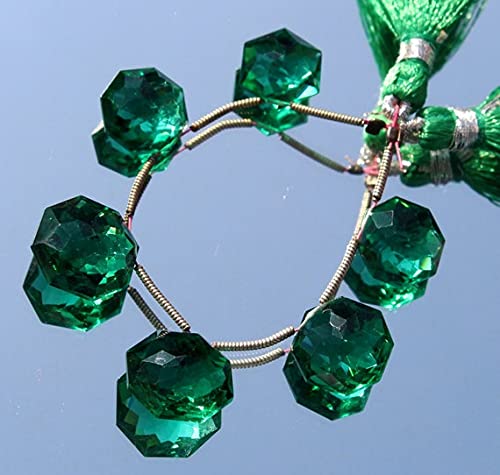 Quartz vert briolette étoile facettée de 12-13mm pour création de bijoux uniques en pierres