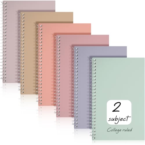 Carnets à spirales lignés Teling : lot de 6 cahiers de 100 feuilles bicolores