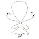 “WooJoo” ニップルクランプ & 膣クランプ ニップルクリップ 乳首クリッパーな金属チェーン乳枷 三点同時責め (成人) (銀)