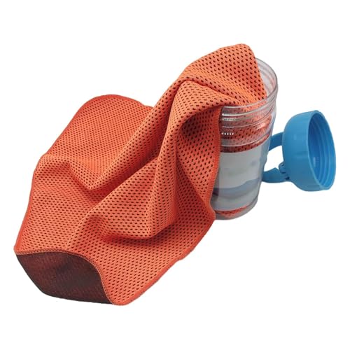 Amagogo Kühlendes Handtuch, Sporthandtuch, schnelltrocknend, mit Griff, Tragepaket, Yoga-Handtuch aus Mikrofaser für Reisen, Fitness, Camping, Wandern, Orange