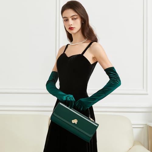 Image of BRYCTSISEN Women Metallic PU Leather Evening Clutch Purse Handbag Crossbody Shoulder Bag Square Box Bag Chic Handbag
