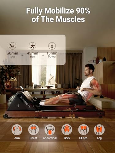 Image of KINGSMITH Rowing Machines for Home Foldable, Compact Row Machine, 400LB & 350LB Weight Capacity, Folding Rower Machine with Adjustable Resistance, Data Monitor, App Supported