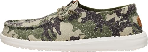 HEYDUDE Womens Wendy Essential Camo Slip On Shoe Olive Camo/Multi Size 10 | Lightweight Casual Loafer | Easy On Travel Ready Style